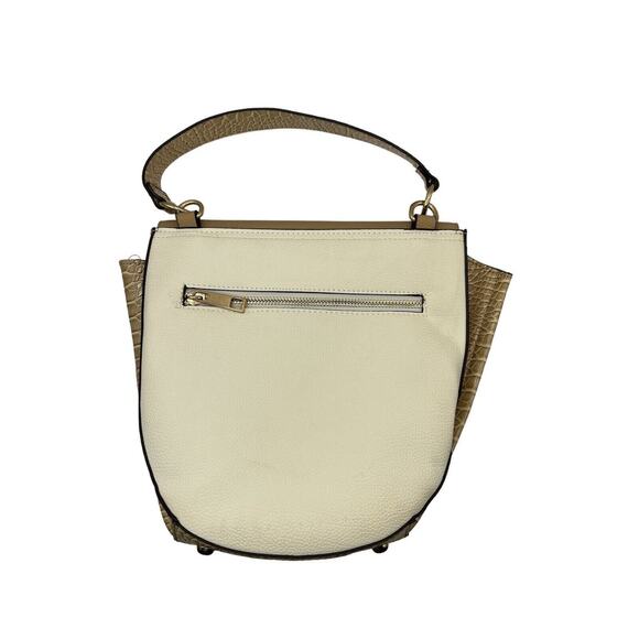 LADIES WHITE LEATHER LIKE SHOULDER-HANDBAG WITH Faux Alligator Side Est 1946 - Picture 2 of 8